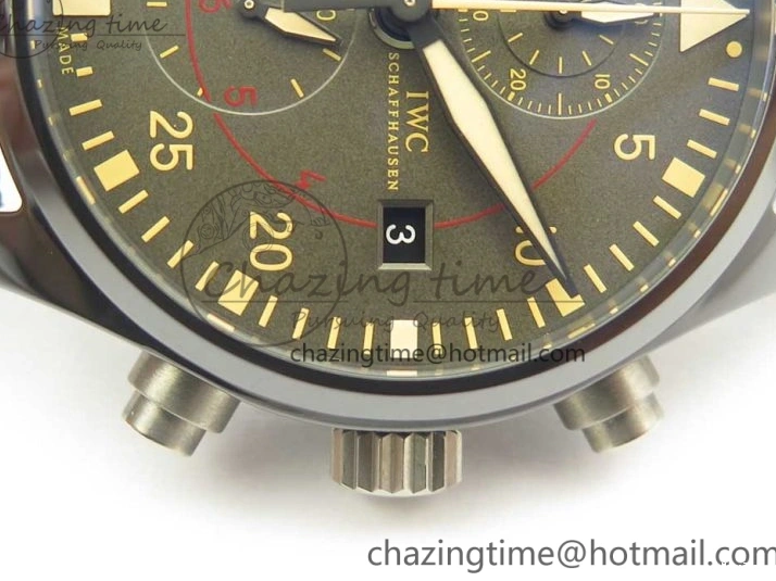 MIROTIME 0519 Classic PILOT IW389001 ZF 1:1 Best Edition Ceramic Case Green Dial on Green Nylon Strap A7750 (Function Same As Genuine) 7160
